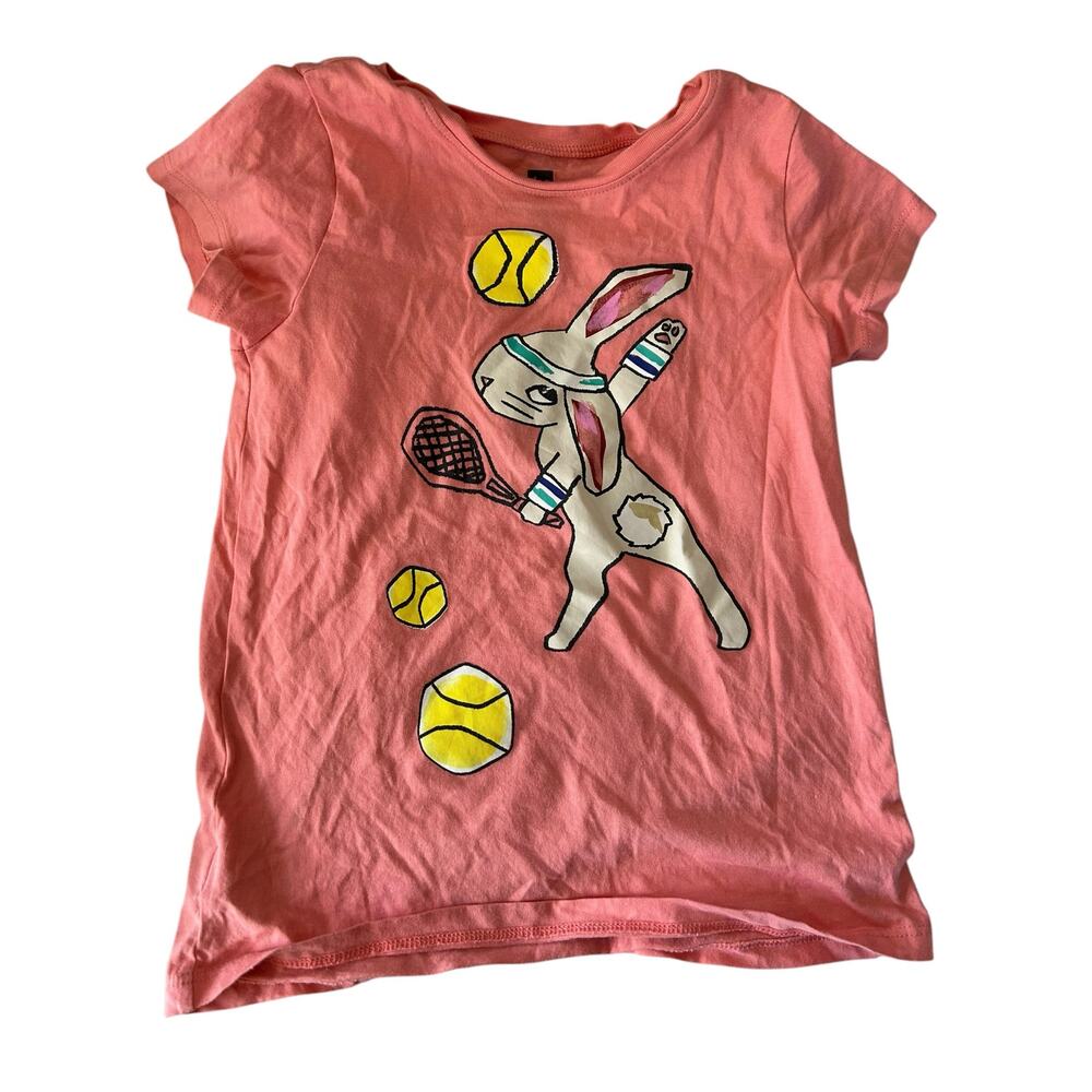 Tea Collection Peach Rabbit tennis shirt size6